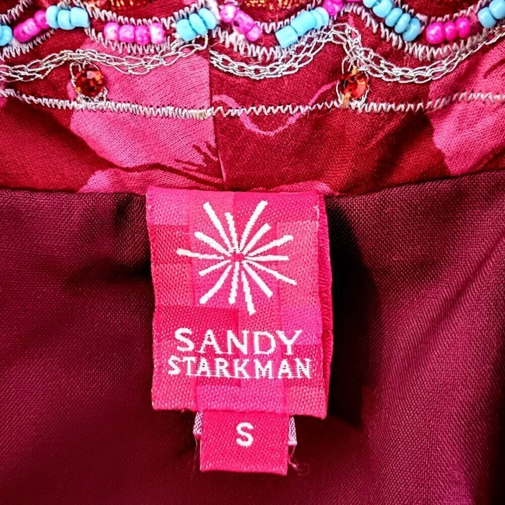 Vintage Sandy Starkman Pink Beaded Sequin Embellished Patchwork Jacket - Picture 6 of 8